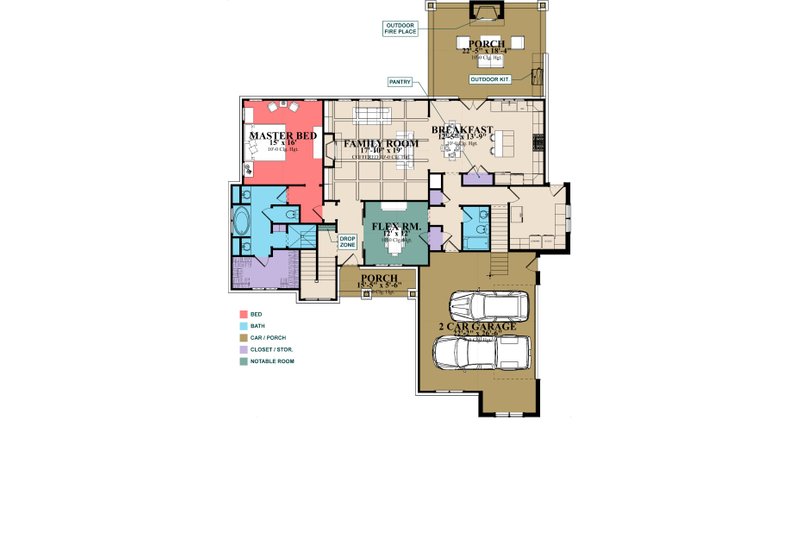 Architectural House Design - Floor Plan - Main Floor for Craftsman House Plan #63-418 - 4 bed, 3 bath