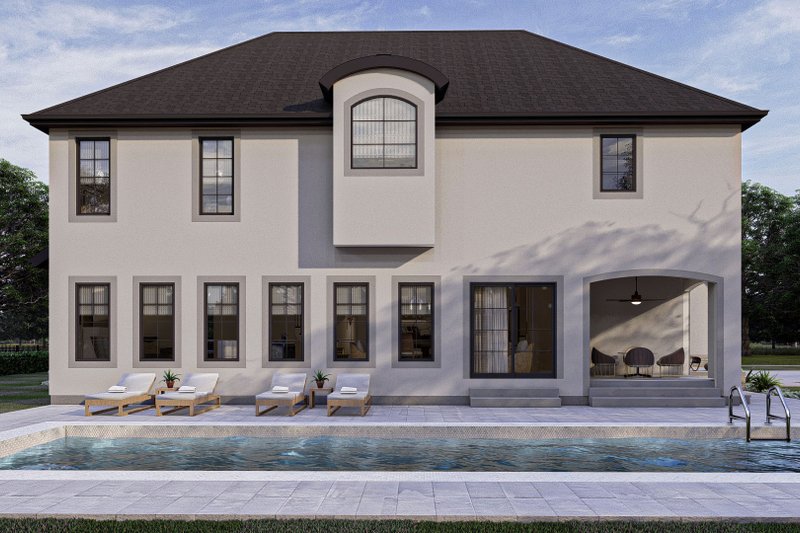 House Blueprint - Exterior - Rear Elevation for Mediterranean House Plan #455-174 - 4 bed, 3.5 bath
