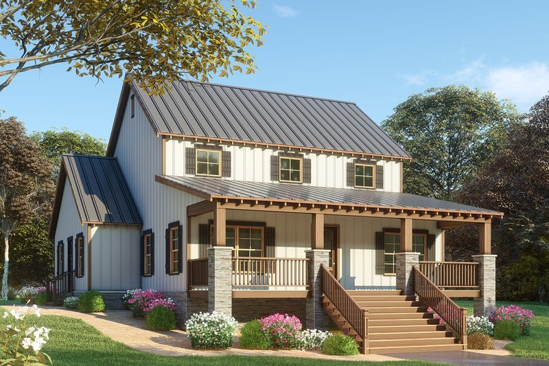 Dream House Plan - Farmhouse Exterior - Front Elevation Plan #923-91