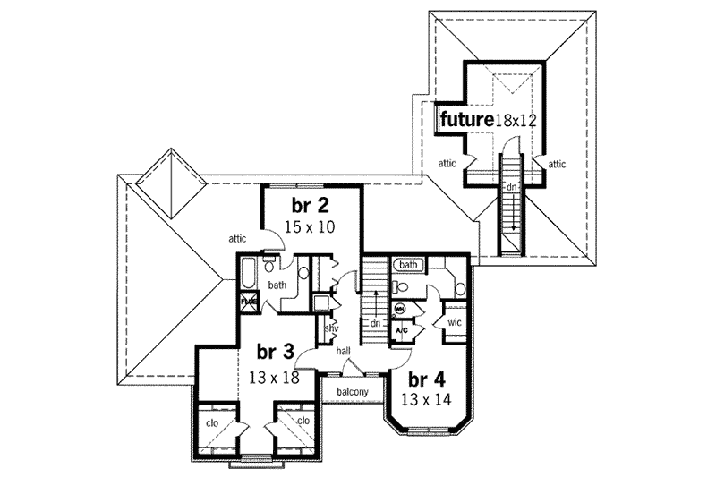 Dream House Plan - Floor Plan - Upper Floor for European House Plan #45-209 - 4 bed, 3.5 bath