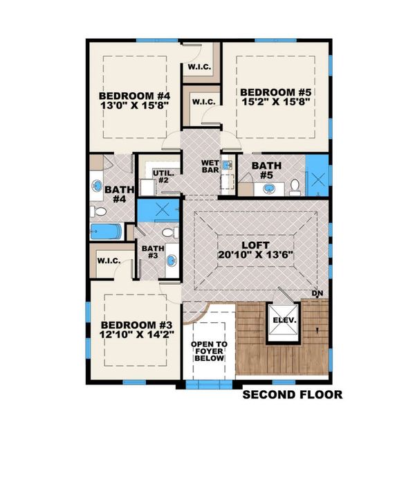 Traditional Floor Plan - Upper Floor Plan #27-555