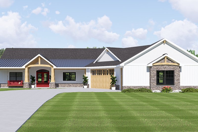 Dream House Plan - Exterior - Front Elevation 3 for Ranch House Plan #1064-483 - 2 bed, 2.5 bath