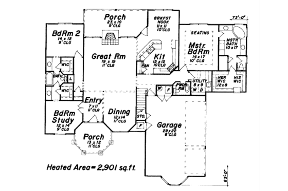 Floor Plan - Main Floor for European House Plan #52-120 - 3 bed, 3.5 bath