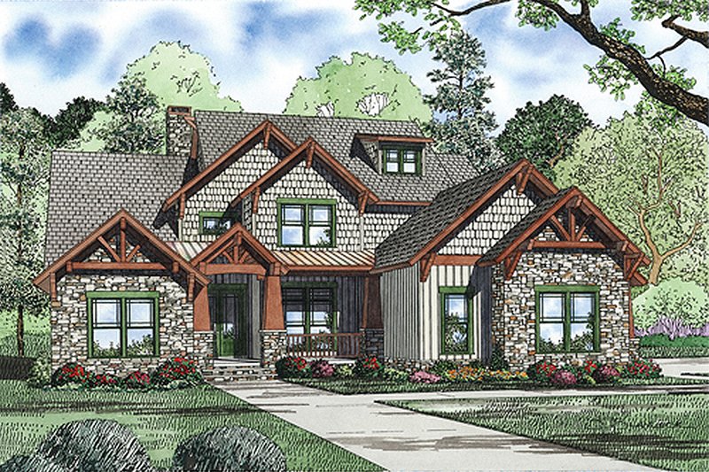 House Blueprint - Craftsman Exterior - Front Elevation Plan #17-2516