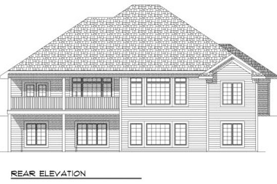 Exterior - Rear Elevation for European House Plan #70-804 - 5 bed, 3 bath