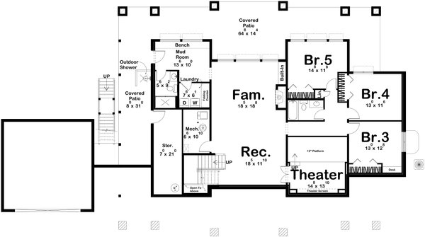 Home Plan - Beach Floor Plan - Lower Floor Plan #455-291
