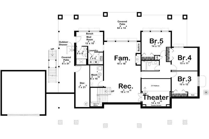 House Design - Floor Plan - Lower Floor for Beach House Plan #455-291 - 2 bed, 2.5 bath
