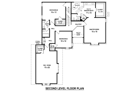 Floor Plan - Upper Floor for European House Plan #81-13903 - 3 bed, 2.5 bath