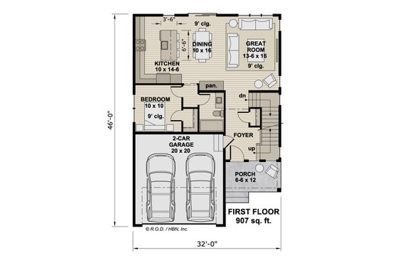 Floor Plan - Main Floor for Farmhouse House Plan #51-1513 - 4 bed, 3 bath