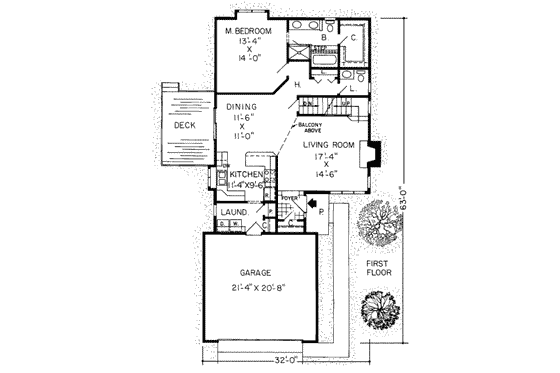 Floor Plan - Main Floor for Traditional House Plan #312-261 - 3 bed, 2.5 bath