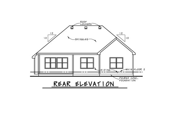 Exterior - Rear Elevation for Cottage House Plan #20-2187 - 3 bed, 2 bath