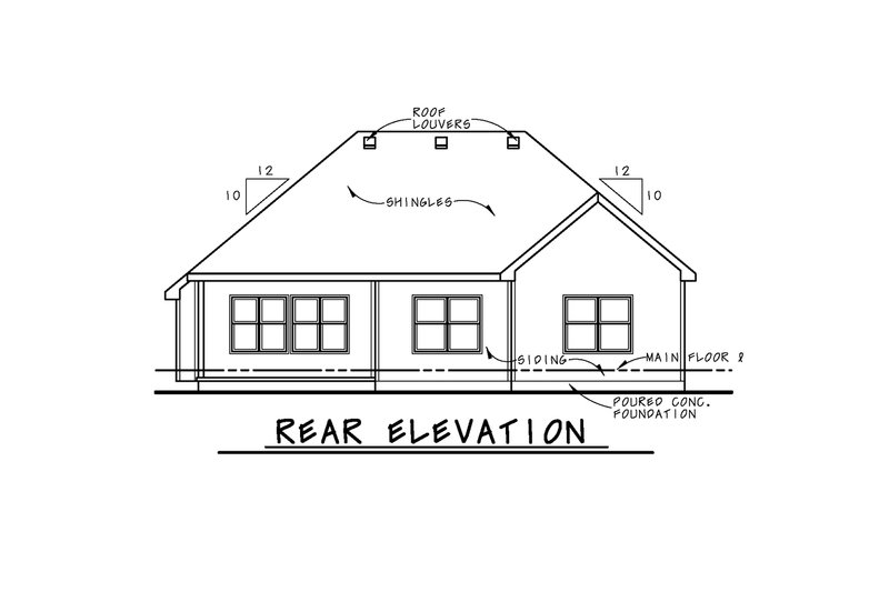 Architectural House Design - Exterior - Rear Elevation for Cottage House Plan #20-2187 - 3 bed, 2 bath