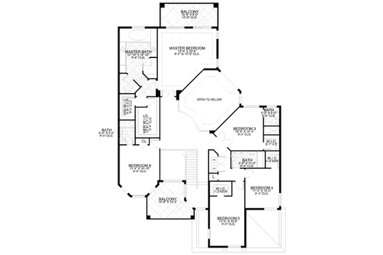 Floor Plan - Upper Floor for Mediterranean House Plan #420-156 - 6 bed, 5.5 bath