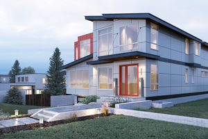 Exterior - Front Elevation 3 for Contemporary House Plan #1066-35 - 4 bed, 4.5 bath