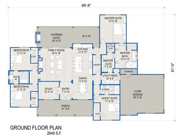 House Blueprint - Farmhouse Floor Plan - Main Floor Plan #1103-3