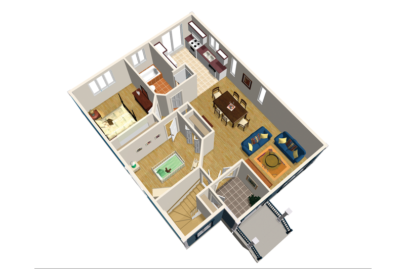 House Blueprint - Floor Plan - Main Floor 1 for Country House Plan #25-4647 - 2 bed, 1 bath