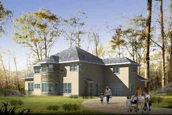 Exterior - Rear Elevation for Traditional House Plan #1-963 - 3 bed, 2.5 bath