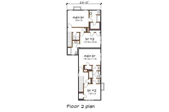 Floor Plan - Upper Floor for Craftsman House Plan #79-251 - 3 bed, 2 bath