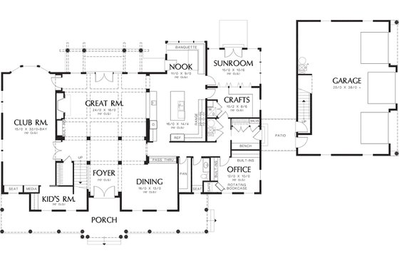 Floor Plan - Main Floor for Colonial House Plan #48-663 - 4 bed, 3.5 bath
