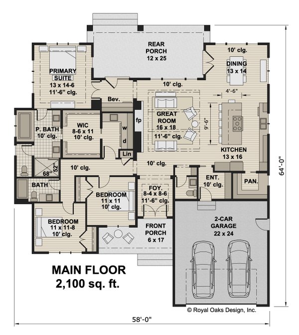 Farmhouse Floor Plan - Main Floor Plan #51-1237