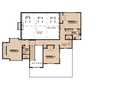 Floor Plan - Upper Floor for Farmhouse House Plan #923-117 - 4 bed, 3.5 bath