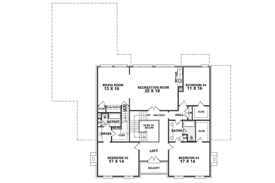 Floor Plan - Upper Floor for European House Plan #81-397 - 4 bed, 3.5 bath
