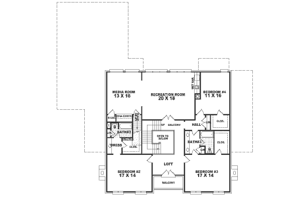 European Floor Plan - Upper Floor Plan #81-397