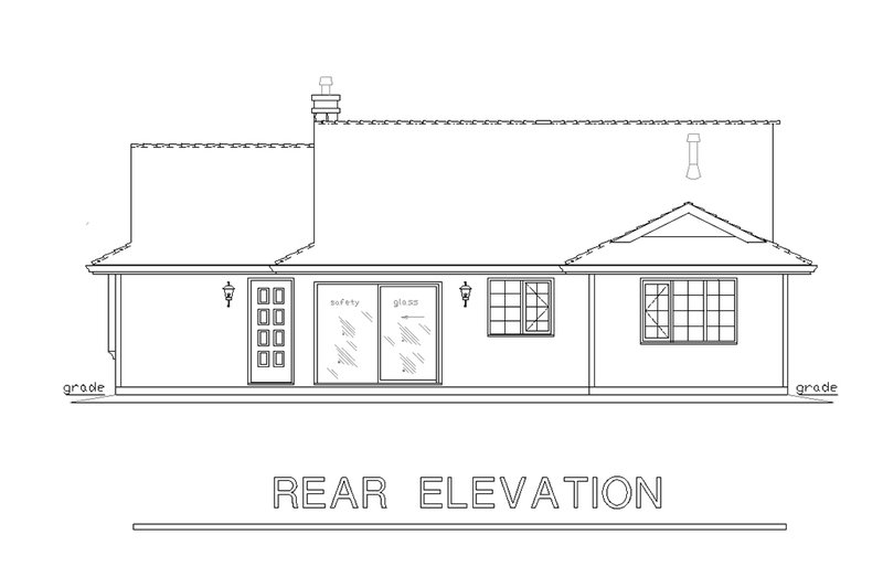 House Blueprint - Exterior - Rear Elevation for Farmhouse House Plan #18-1016 - 2 bed, 1 bath