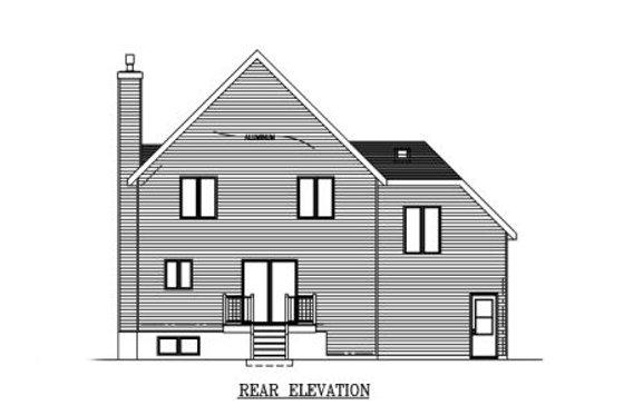 Exterior - Rear Elevation for Country House Plan #138-320 - 3 bed, 1.5 bath