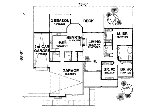 Floor Plan - Main Floor for European House Plan #50-268 - 3 bed, 2.5 bath