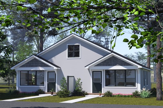 Exterior - Front Elevation 3 for Cottage House Plan #513-2340 - 2 bed, 2 bath