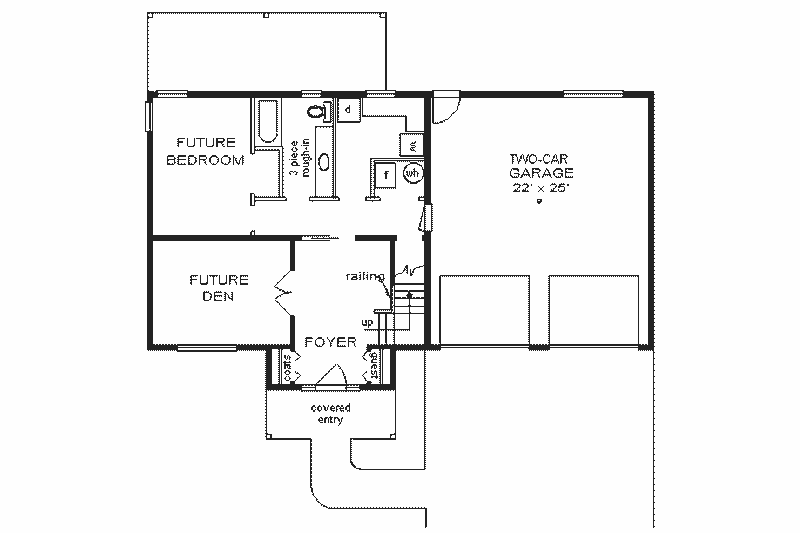 House Blueprint - Floor Plan - Main Floor for European House Plan #18-218 - 3 bed, 2 bath