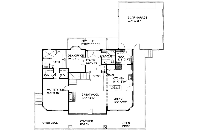 Architectural House Design - Floor Plan - Main Floor for Traditional House Plan #117-694 - 2 bed, 2 bath