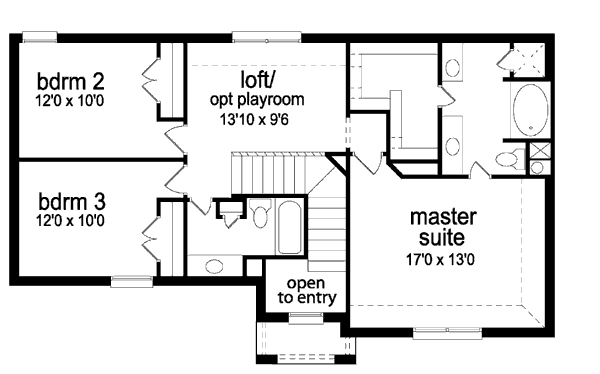 Traditional Floor Plan - Upper Floor Plan #84-346