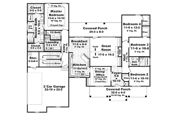 Floor Plan - Main Floor for Traditional House Plan #21-293 - 4 bed, 2.5 bath