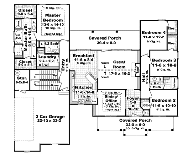 Architectural House Design - Traditional Floor Plan - Main Floor Plan #21-293