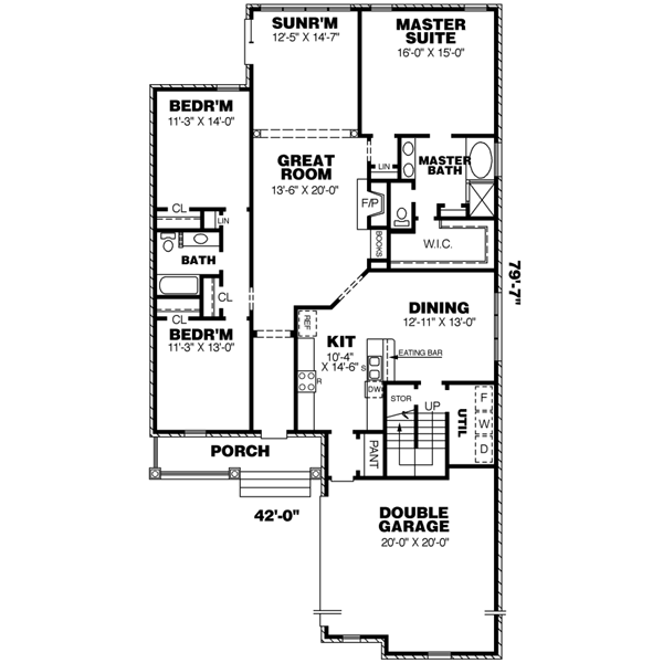 Colonial Floor Plan - Main Floor Plan #34-189