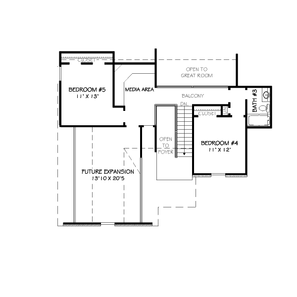 Traditional Floor Plan - Upper Floor Plan #424-79