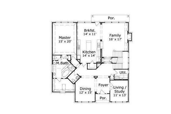 Floor Plan - Main Floor for European House Plan #411-803 - 4 bed, 3.5 bath