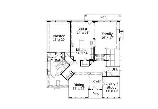 Floor Plan - Main Floor for European House Plan #411-803 - 4 bed, 3.5 bath