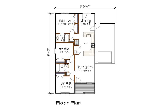 Floor Plan - Main Floor for Traditional House Plan #79-131 - 3 bed, 2 bath