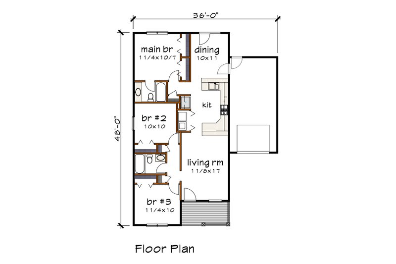 House Blueprint - Floor Plan - Main Floor for Traditional House Plan #79-131 - 3 bed, 2 bath