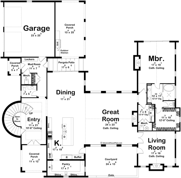 Dream House Plan - Floor Plan - Main Floor for Beach House Plan #455-761 - 4 bed, 4.5 bath