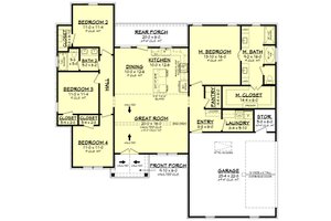 Floor Plan - Main Floor for Traditional House Plan #430-409 - 4 bed, 2 bath