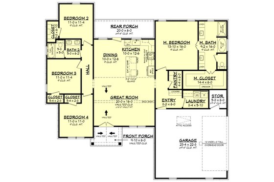 Floor Plan - Main Floor for Traditional House Plan #430-409 - 4 bed, 2 bath