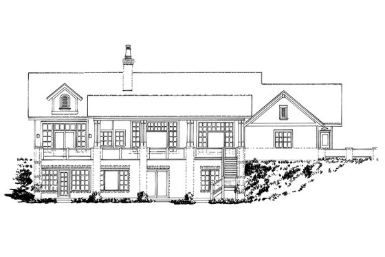 Exterior - Rear Elevation 1 for Country House Plan #942-57 - 3 bed, 2.5 bath