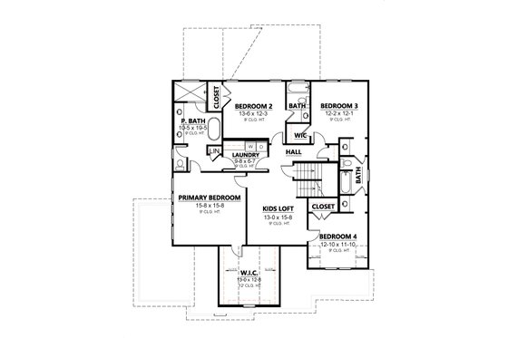 Floor Plan - Upper Floor for Traditional House Plan #1080-19 - 5 bed, 4.5 bath