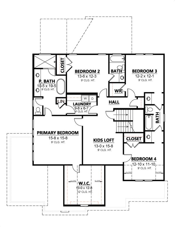 Home Plan - Traditional Floor Plan - Upper Floor Plan #1080-19
