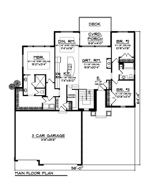 House Blueprint - Farmhouse Floor Plan - Main Floor Plan #70-1551