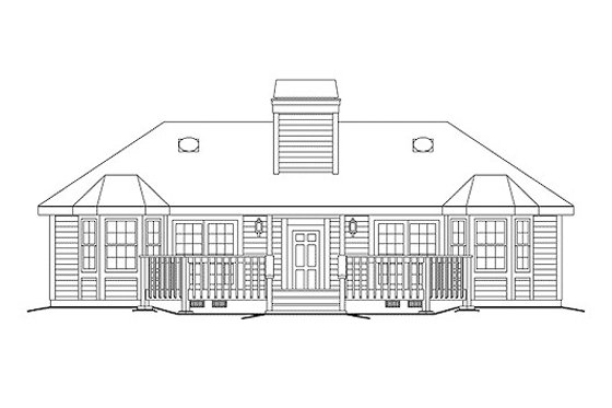 Exterior - Rear Elevation for Country House Plan #57-572 - 1 bed, 1 bath